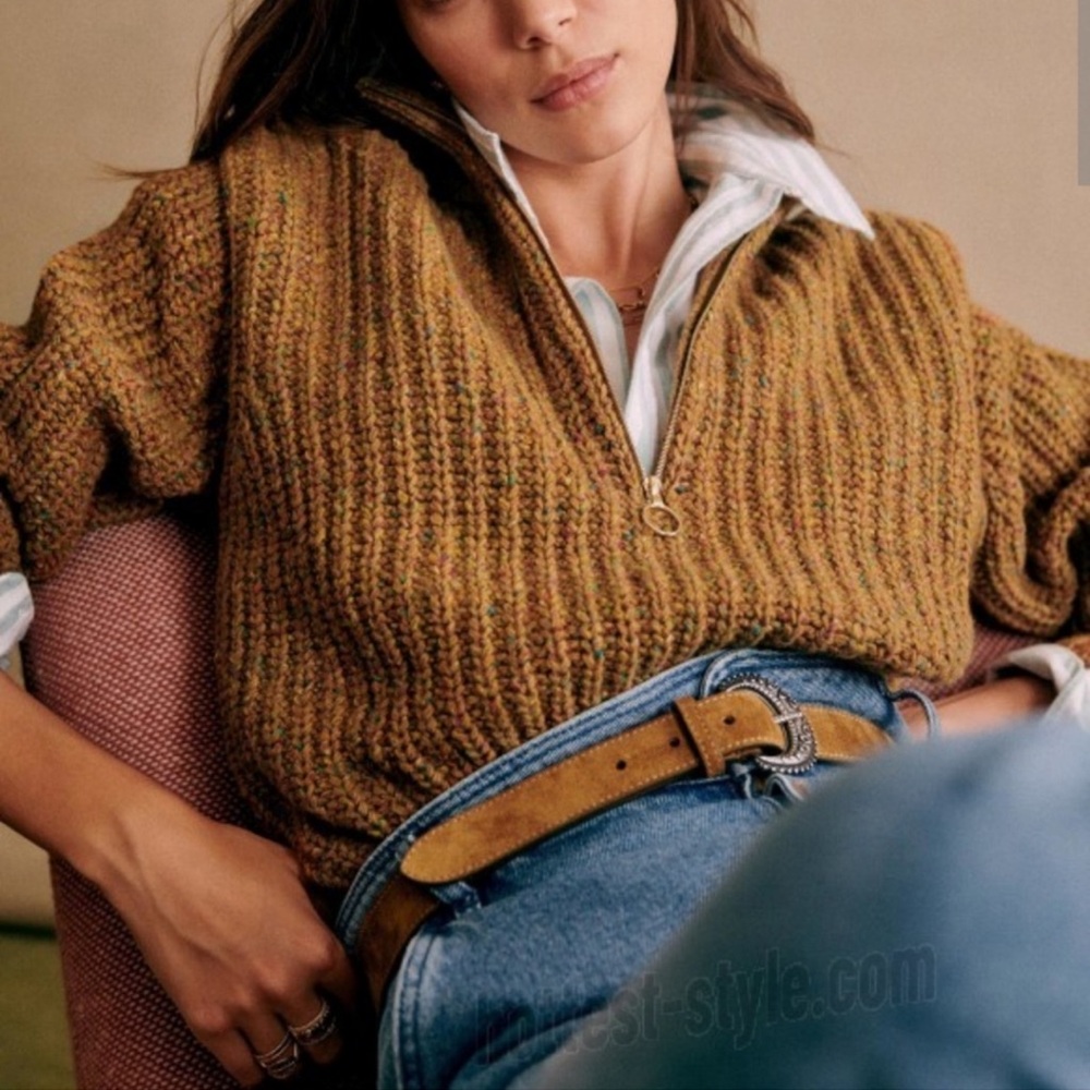 Sezane Nico half zip pullover sweater